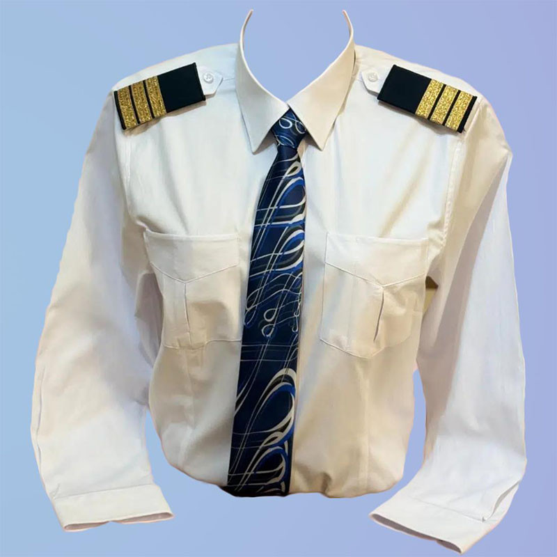 Uzun Kollu Erkek Pilot Gömleği (Kapak Görünümlü Cep Detaylı)