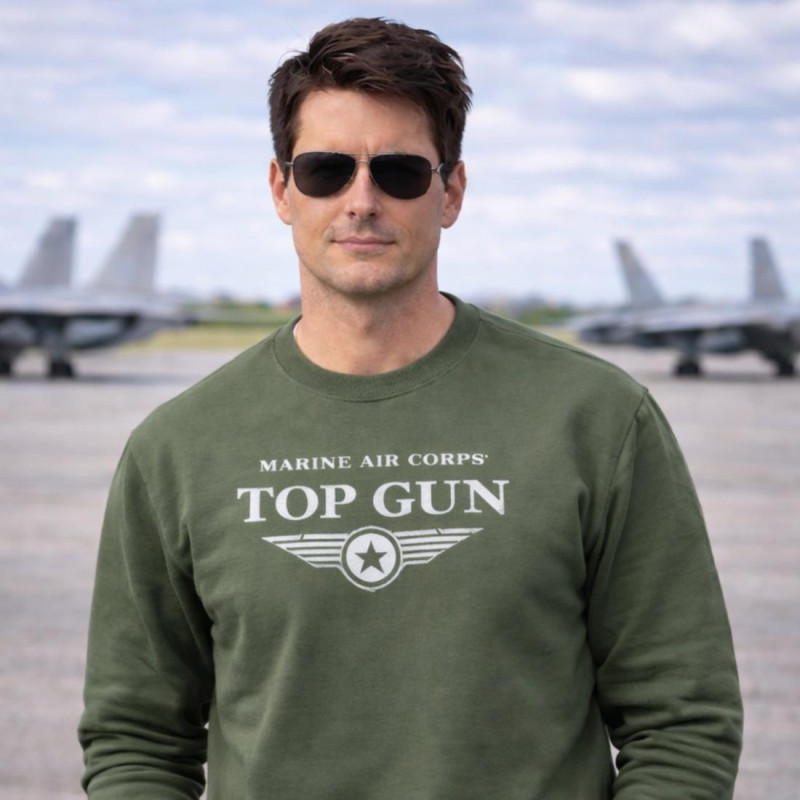 Top Gun Lisanslı Baskılı Haki Sweatshirt