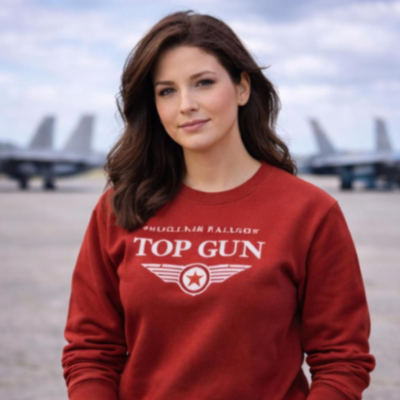 Top Gun Lisanslı Baskılı Kırmızı Sweatshirt