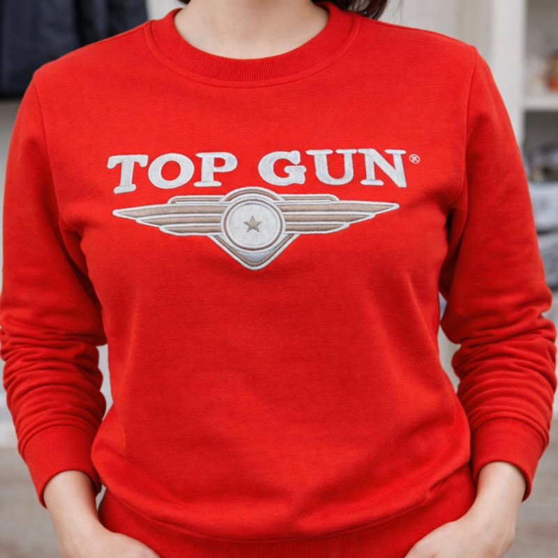 Top Gun Lisanslı Nakışlı Kırmızı Sweatshirt