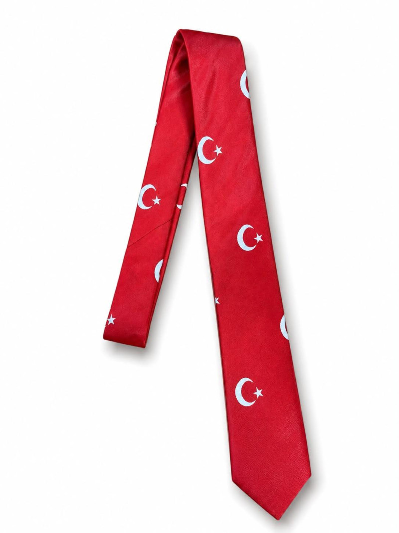 Kravat "Kırmızı Çizgili Bayrak" Desenli