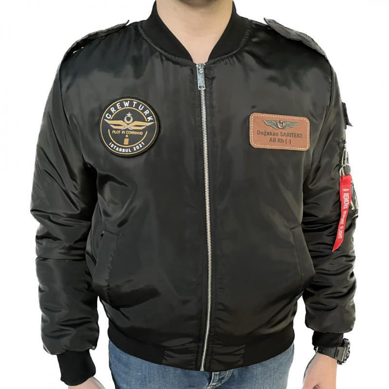 Pilot Montu MNG91S Bomber Kumaş Siyah Havacılık Tasarımlı