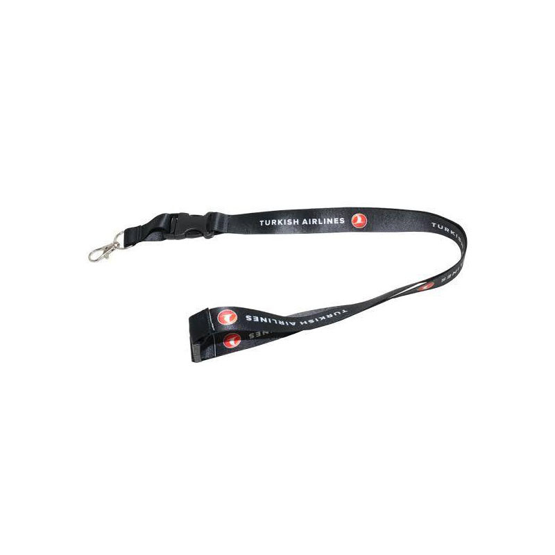 Lanyard THY Siyah Boyun Askısı Logolu Yerli Üretim