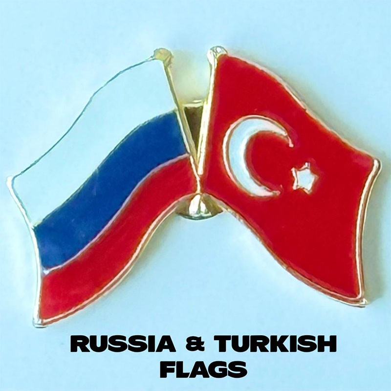 Metal Rozet Rusya ve Türkiye Bayraklı
